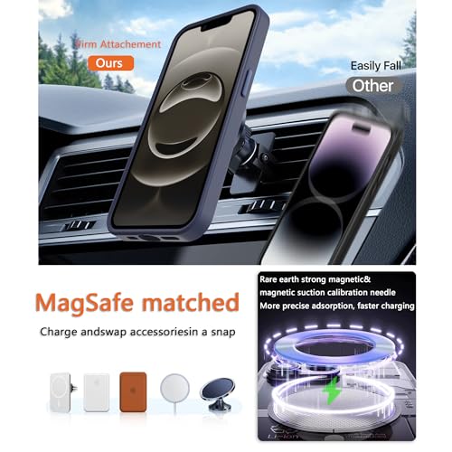 Image of Magnetic iPhone 16E /17e case,Compatible with Magsafe, Military-Grade Protection,Slim Translucent Matte Shockproof with Anti-Scratch Anti-Fingerprint Phone Cover (Dark Blue, iPhone 16E /17e)