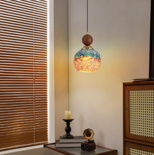 Lampe suspendue simple boho bois massif noyer 3 lumières - 2
