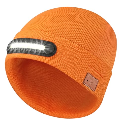 Image of LED Beanie with Light, Unisex USB Rechargeable Headlamp Beanie Flashlight Beanie Hat for Men Women