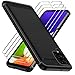 ivoler Hülle für Samsung Galaxy A22 4G / M22 / M32 mit 3 Panzer Schutz Glas, Schwarz Stylisch Anti-Kratzer Handyhülle Stoßfest Schutzhülle Cover Weiche TPU Silikon Case