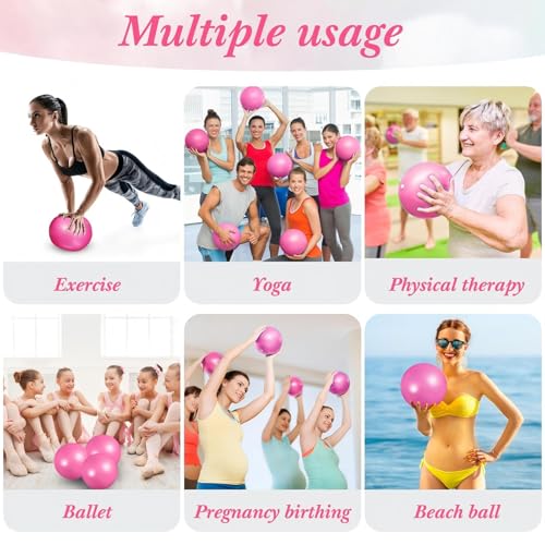 Image of Aoriher 10 Pack 9 Inch Small Pilates Ball Bulk Mini Exercise Ball Portable Non-Slip Workout Yoga Balls with Air Pump for Stability, Barre, Fitness, Balance, Physical &Core, Gym Home Office Use