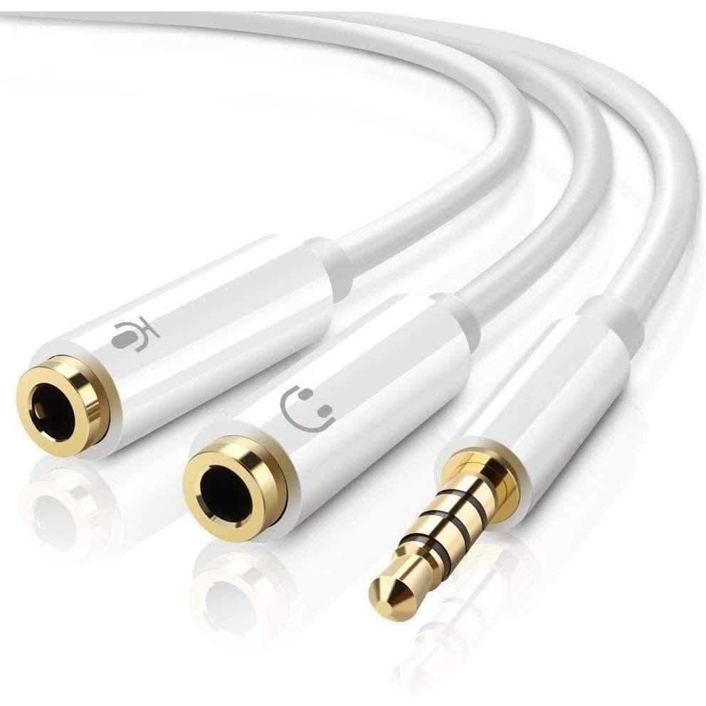 Image of 3.5mm Stereo TRRS 4 Pole Plug to 3.5mm Mic & Headset Female Jack Audio Adapter