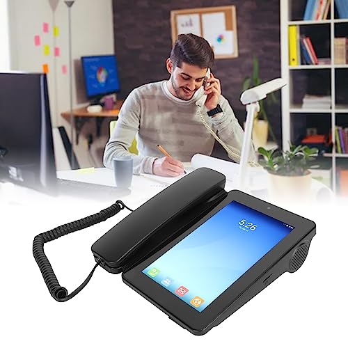 Telefone fixo de rede VOIP de 7 polegadas com tela sensível ao toque com câmera de 2MP, telefone fix