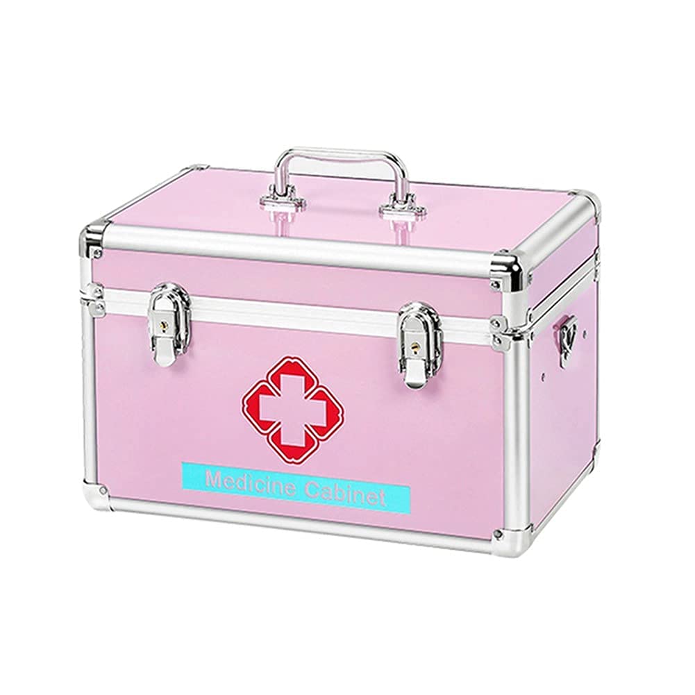 Caja médica Botiquín de Almacenamiento Metal Primeros Auxilios con Compartimentos Cajas Grandes Blancas Plata,Medio,Botiquín de Primeros Auxilios(Pink,M)