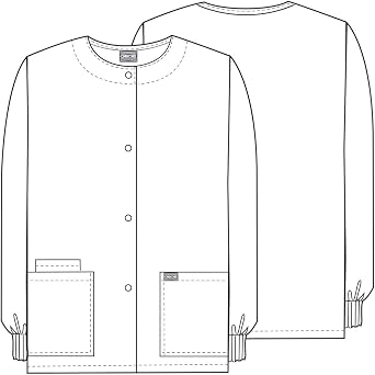 Cherokee scrubs jacket for women, Snap Front Warm-Up Jacket with 3 Pockets and Easy Care - 4350