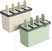 Plastic Upgrade Popsicle Molds Ice Pop Makers Reusable Ice Cream Molds, Kulfi Ice Candy Maker, Ice Pop Molds Tray Dishwasher Safe, Durable DIY Popsicle Tray Holders Kitchen Supplie Pack of 2