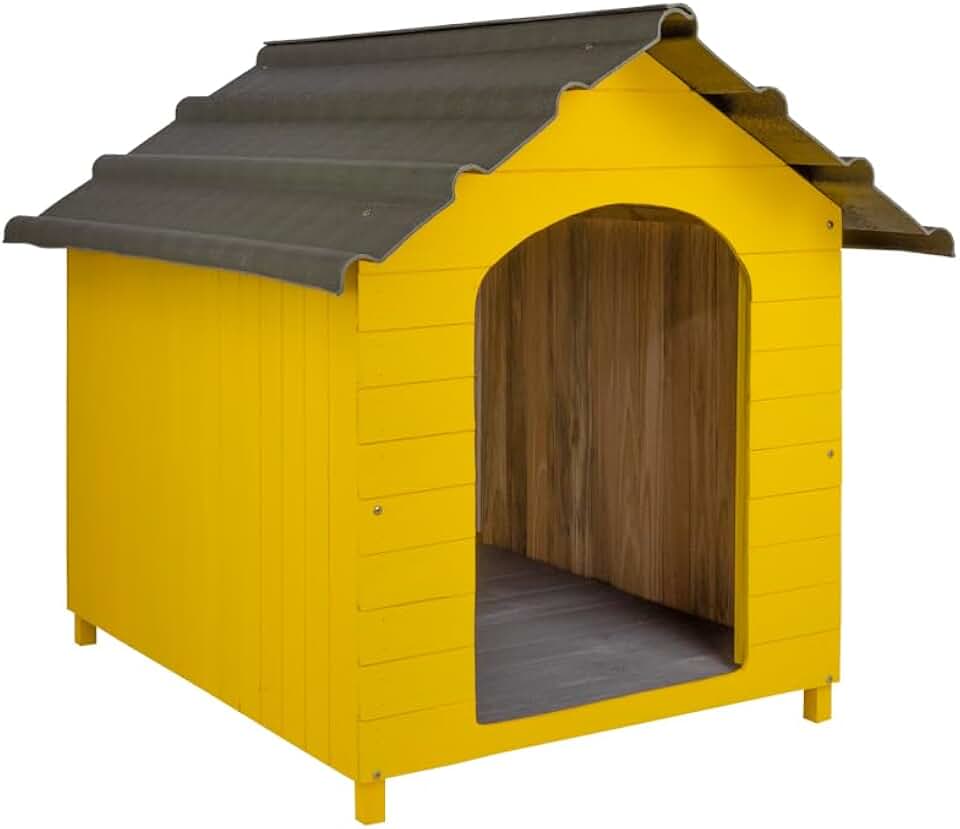 Casa Casinha De Cachorro com Telhado Ecológico Grande N5 (Amarela)