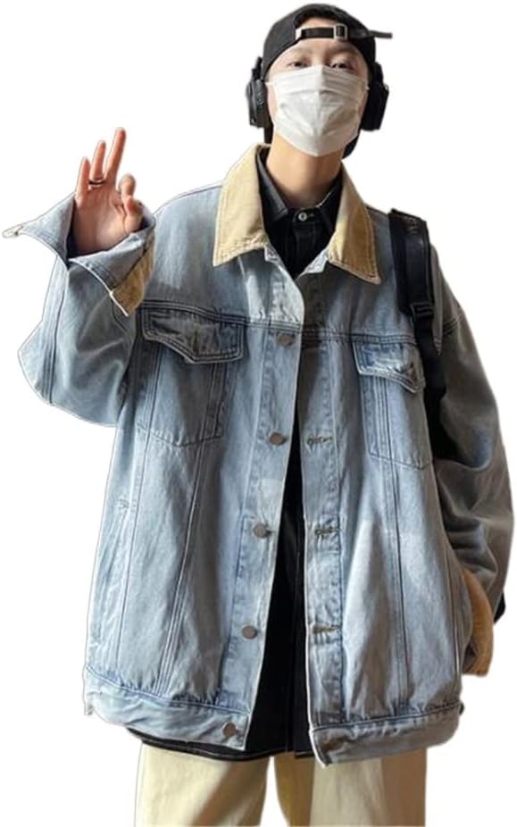Vintage Denim Jacket Men's Spring And Autumn Washed Lapel Japanese