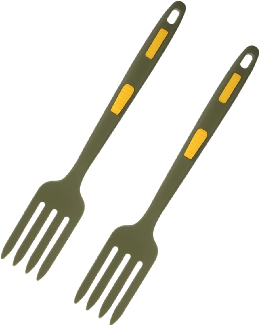 2pcs Silicone Cooking Fork Noodle Fork for Kitchen Dishwasher Safe Flexible Odorless Non-slip for Pasta Salad Spaghetti