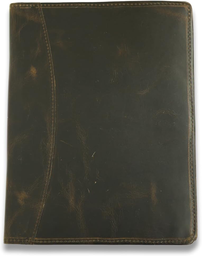 Handmade Genuine Full Grain Leather Padfolio/Portfolio - 10 x 14 - Dark Brown Leather