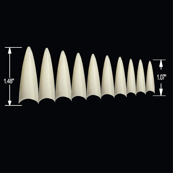 VIVACE Natural Long Stiletto 500pcs Artificial Fake Gel Nail Tips,10 Sizes 28510 For Nail Salon