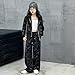 Teen Girls Stage Outfit Sequin 2 Piece Sweatsuit Zip up Hoodie Jacket and Wide Leg Sweatpants Fashion (Black, 7-8 Years)