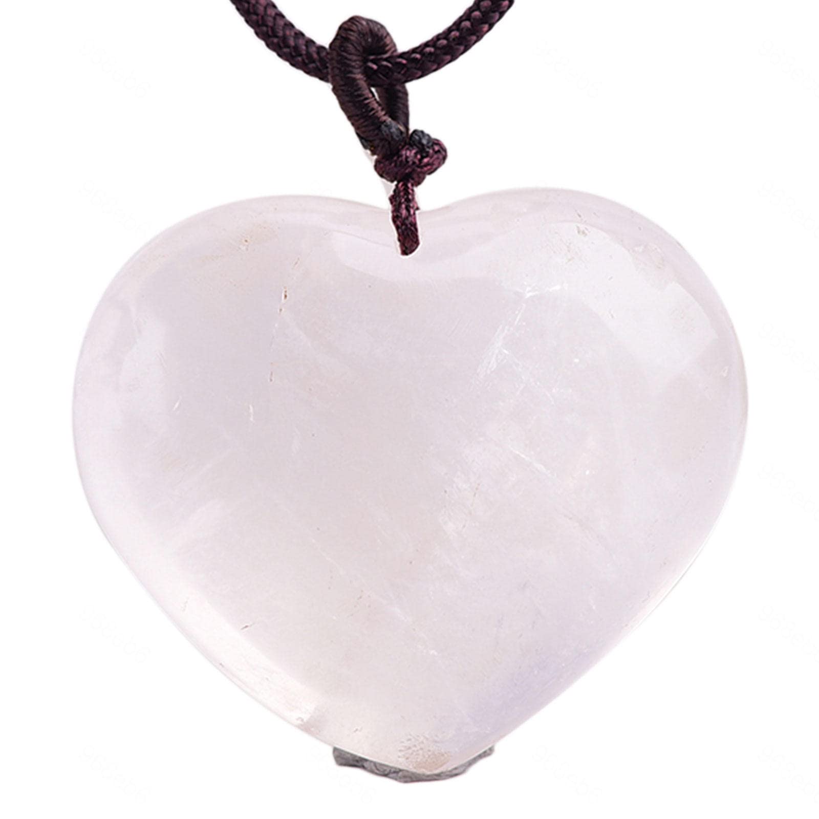 Collares con Colgante de Piedra de Cristal curativo de Reiki en Forma de corazón Collar de Piedras Preciosas Naturales de Cuerda Trenzada Ajustable Reiki Cuarzo Joyas,ClearQuartz