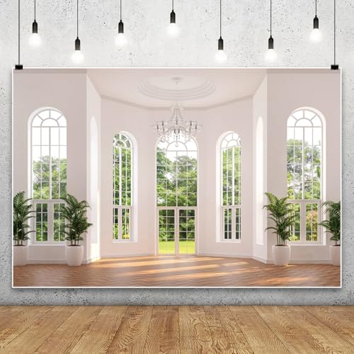Laeacco 10x7ft Villa Hall Backdrop White Wall Interior Arch Door Window Scenery Photography Background for Business Office Video Conference Decoration Birthday Travel Party Banner Photo Booth Props by Laeacco - Used condition - Image 4