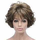 Aimole Short Curly Synthetic Wigs Full Capless Hair Women's Thick Wig for Everyday 12TT26 (Light Red
