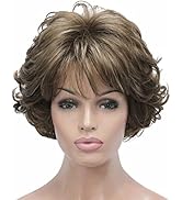 Aimole Short Curly Synthetic Wigs Full Capless Hair Women's Thick Wig for Everyday 12TT26 (Light ...