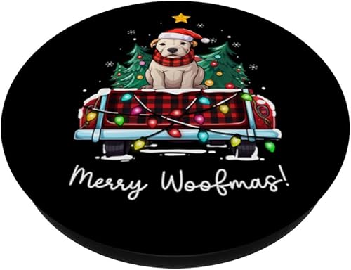 Miniatura 2 de Dogo Argentino Christmas Dog Truck Plaid Funny Xmas Tree PopSockets Standard PopGrip