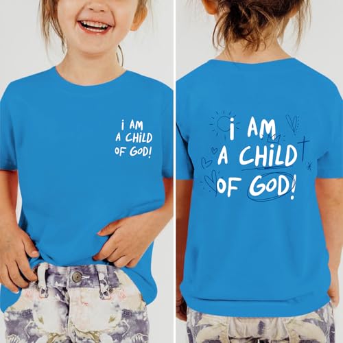 Image of KEEVICI Cute I Am A God of Child Shirt Girls Graphic Tees Christian T Shirts for Kids Jesus Religious Faith Cotton Summer Top