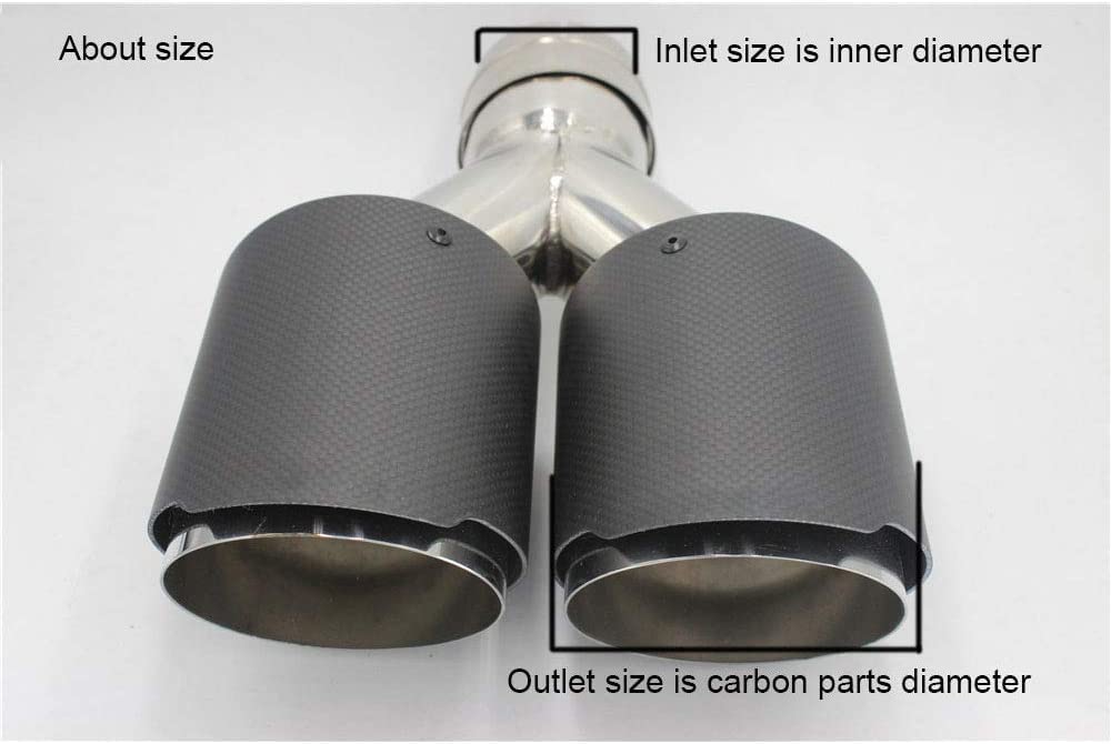 Tubo Cola Coche Tabla De Escape Del Coche Un Par De Carbono Matt Muffler Tip Forma Y Forma Doble Salida Azul Universal Tubería De Escape Mufflers Multisize(54mm in 76mm Out)