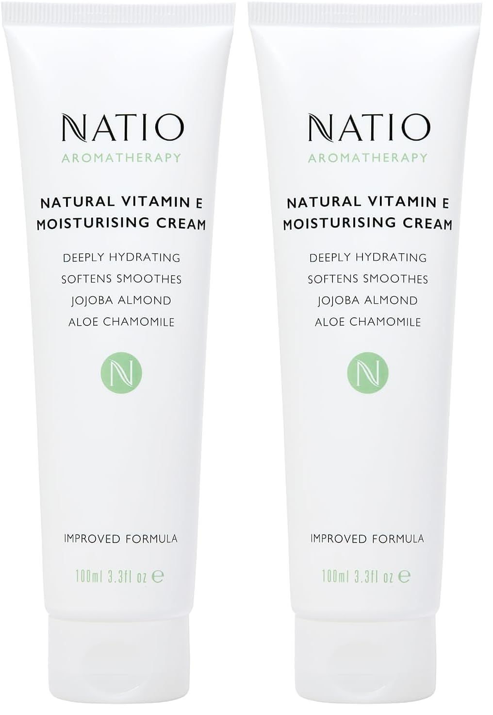 Natio Australia Aromatherapy Natural Vitamin E Moisturizing Cream, 3.4 oz - Non-Greasy Aloe Vera Face Moisturizer - Deeply Hydrating Face Cream (Pack of 2)