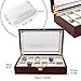 TimelyBuys Elegant 12 Piece Cherry Wood Rosewood Watch Box Display Case Collection Jewelry Box Storage Glass Top Father's Day Gift