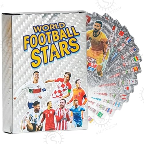 Image of SHAKTISM World Football Star Gold Cards, Soccer Trading Card, 2024 WorldCup StarCard, UEFA Champions League, Pack of 55 (World Football Star Card Silver)