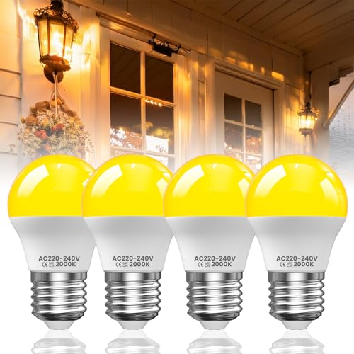 Lustaled Bombilla de Rosca E27 2000K, Bombilla LED G45 3W Blanco Cálido Ámbar, Anti Luz Azul para Dormitorio, Guardería, Bombillas para Dormir, No Regulable, Paquete de 4