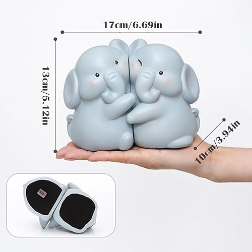 Miniatura 2 de Lindos sujetalibros decorativos de elefantes que se abrazan, sujetalibros únicos para sostener libros, soporte creativo de resina para decoración de