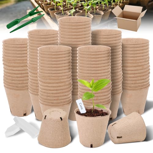JUCRON Peat Pots 132 Pcs 3.15 inch, Biodegradable Compostable Plant