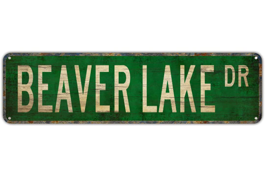 BEAVER LAKE DR Vintage Tin Signs Art Plaque Aluminum for Bedroom Kitchen Garden Wall Bar Club Coffee Hanging Home Decor 4x16 Inch