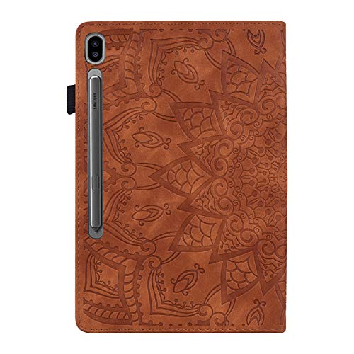 Techcircle Mandala Embossed PU Leather Stand Soft Back Cover Slim Elastic Band Case w/Card Slots+Pen Holder, Brown for Samsung Galaxy Tab S10/S9/S8 14.6" Ultra by Techcircle - Image 3