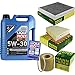 Produktbild QR-PARTS 69375954 Filter Set Inspektionspaket 5 Liter Motoröl Longtime High Tech 5W-30 MANN-FILTER Innenraumfilter Luftfilter Ölfilter
