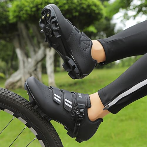 JiuQing MTB Shoes Men Mountain Bike Shoes Compatible with 2-Bolts SPD Cleats Lightweight Outdoor Cycling Shoes4