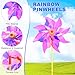M METERXITY 1-Pack Rainbow Pinwheels, 20 Inch Plastic Wind Spinners Outdoor Flower Windmill for Party Decorations/Yard/Garden, Toy Wind Spinners [Rose Red]