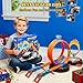 Race Car Track Set for Kids Ages 3-8，Transformable Tire Storage & Portable Handle into Race Course, Racing Toy Playset Birthday Gift for Kids Boys Girls