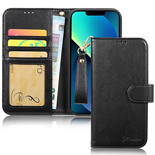 Jenuos Funda Compatible con iPhone 13, Carcasa de Cuero PU con Tapa y Cierre Magnético Ranura Cover