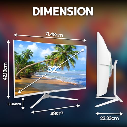 Image of CRUA 81.3 cm (32 inch) White Curved Monitor, 4K UHD (3840 x 2160P), 1500R VA, 75Hz Computer Monitor, AMD Freesync Compatible, 120% sRGB, Integrated Speakers, Blue Light Filter