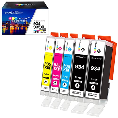 GPC Image Compatible Ink Cartridge Replacement for HP 934 934XL 935XL 935 XL Compatible with OfficeJet Pro 6815 6812 6830 6230 6835 6820 Printer Tray (2 Black, 1 Cyan, 1 Magenta, 1 Yellow, 5-Pack)