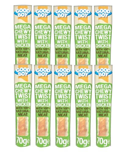 10 PACK GOOD BOY MEGA CHEWT TWIST WITH CHICKEN BREAST MEAT HIGH PROTEIN DOG TREATS 70G