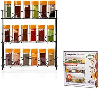 ADEPTNA Heavy duty Free Standing 3 Tier Spice and Herb Rack - Universal Size Fits Most Brands - Non Slip Rubber Feet
