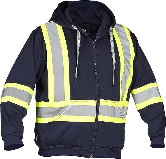 GenericFORCEFIELD Deluxe Hi Vis Safety Hoodie Navy Large With Attached Hood, Navy, L
