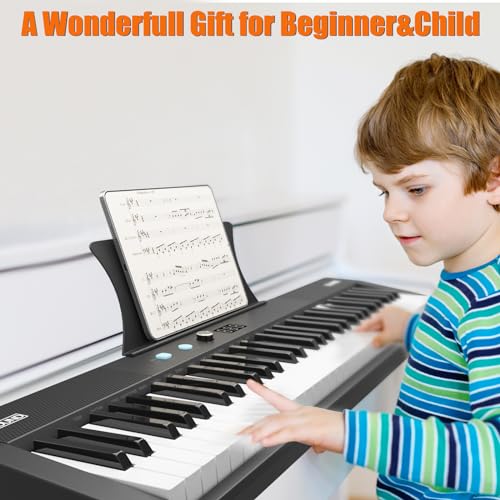 Image of 61 Key Portable Electronic Keyboard Piano with Semi-Weighted Keys Power Plug, Multi-Functional Electronic Piano- Ideal for Beginners and Professionals,Birthday or Christmas Gift