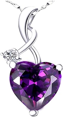 Uloveido Silver Color Crystal Heart Pendant Infinity Necklace Cubic Zirconia Valentines Jewelry for Women Y1070