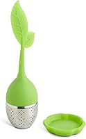 Vista 4 de HIC Kitchen Infusor de té de hoja con bandeja de goteo, té de hierbas de hojas sueltas, acero inoxidable 18/8 y silicona