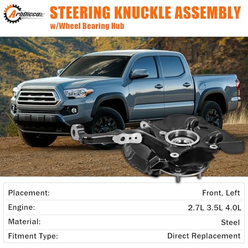 ArbDicco 698-149 Front Left Steering Knuckle Assembly Compatible with Toyota Tacoma 4WD 2005-2023, Driver Side Spindle Knuckle w/Wheel Bearing Hub, 698149 43212-04050 4321204050 by ArbDicco - Image 2