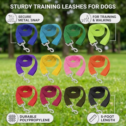 Aqur2020 Training Leash, 12pcs Nylon Colorful Walking Rope with Rotating Hook (1.5m 5ft 2cm Wide) — view 3