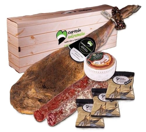 Lote Gourmet Empresa Navidad La Siberia – Jamón Ibérico de Cebo 7,5 kg aprox. - Queso Torta de la Serena Premio 2024 - Chorizo y Salchichón Ibéricos | Cesta Regalo Corporativa Premium Extremadura