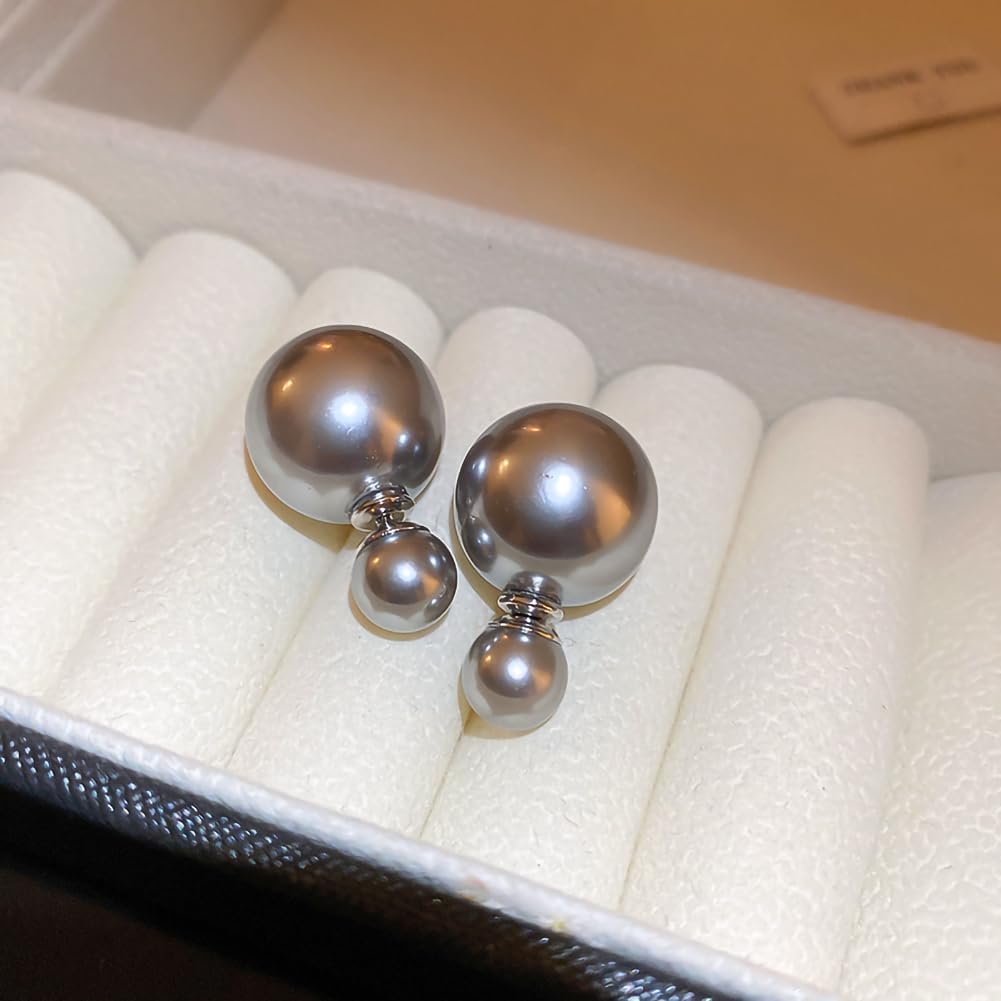 Double Sided Pearl Studs Earrings for Women Trendy Vintage White Pearls Jacket Earrings Pearl Drop Earrings Birthday Wedding Jewelry Christmas Gift - Image 7