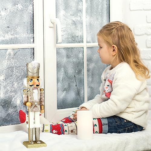 Karenhi Traditional Wooden Nutcracker 15 Inch - Festive Christmas Decor for Party Shelves and Tables