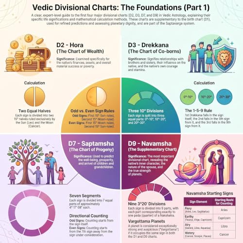 Vedic Astrology Divisional Charts (D2,D3,D7,D9) Foundation Guide Part 1
